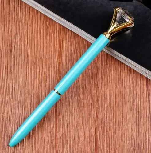 Металлическая шариковая ручка с большим бриллиантом/кристаллом, 15 цветов для офисных принадлежностей, черные чернила 1,0 мм