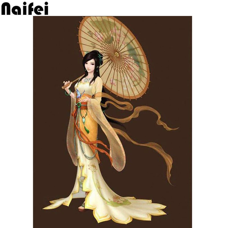 5D Diy Вышивка Hanfu старинная Дамская Алмазная картина квадратная круглая Стразы