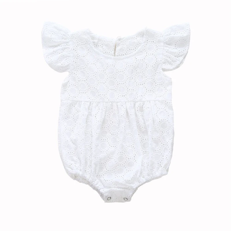 Baby Girls White Lace Ruffles Romper Summer Cute Baby Girl Short Sleeve