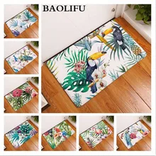 Растения водопоглощающие двери коврики Тропическое дерево зеленые ковры Фламинго Павлин Цветочные птицы Мути Назначения спальни ковры деко 40x60
