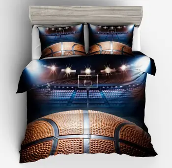 

2018 Basketball Print 3D Bedding Sets twin Full queen king double Size for Teen Boys Duvet/Comforter Cover pillowcase bedclothes