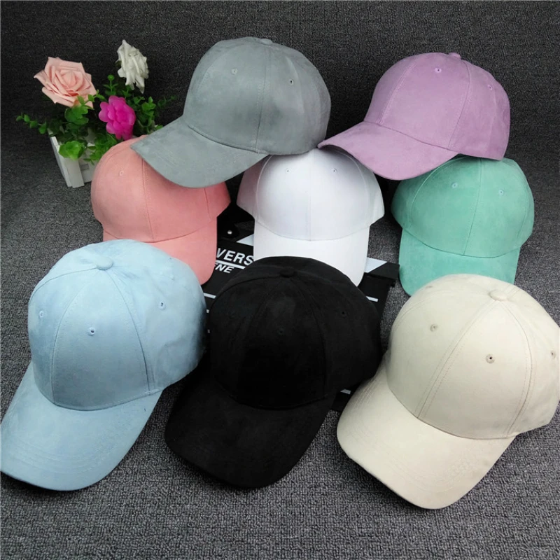 

2018 Fashion Suede Baseball Cap Women Bare Casquette Plain Hip Hop Solid Shade Couple Snapback Hat Wholesale