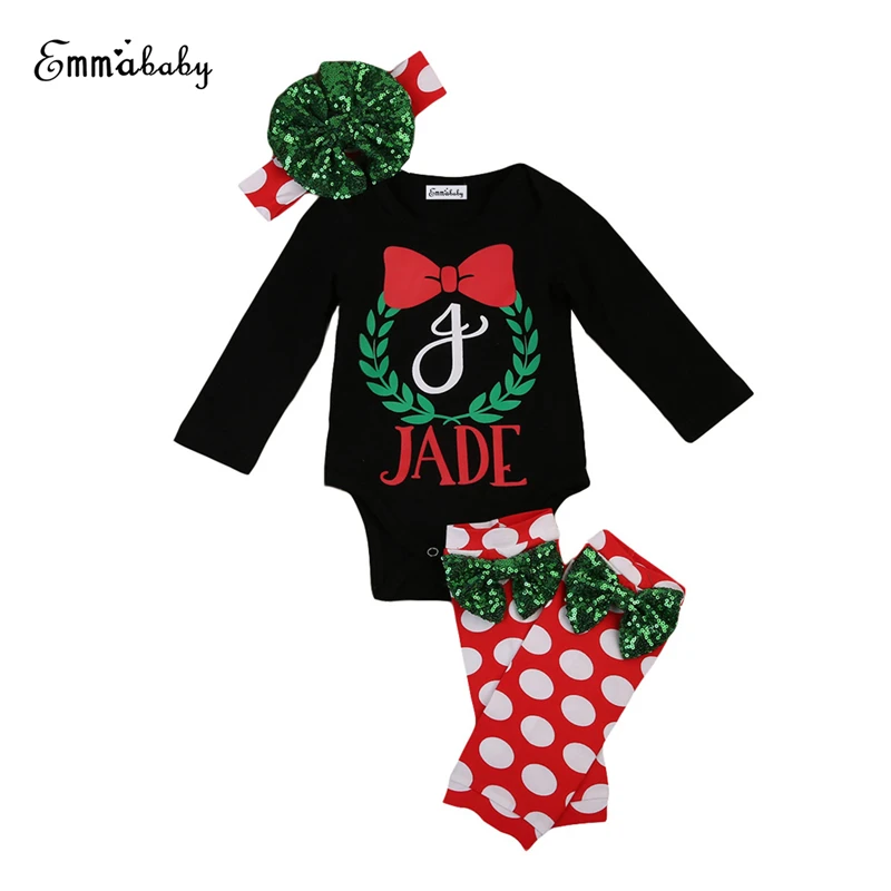 3PCS Newborn Baby Girls Clothing Set Baby Girls Romper+Dots Leg Warmers