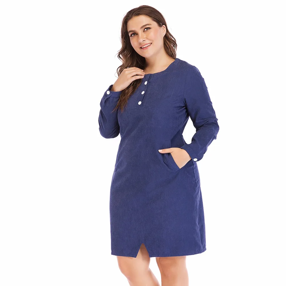 2018 Fashion Brand Women New Dress Oversized Big Size 6XL Straight Full Sleeve Casual Work Party Dresses Female Gift Vestidos 