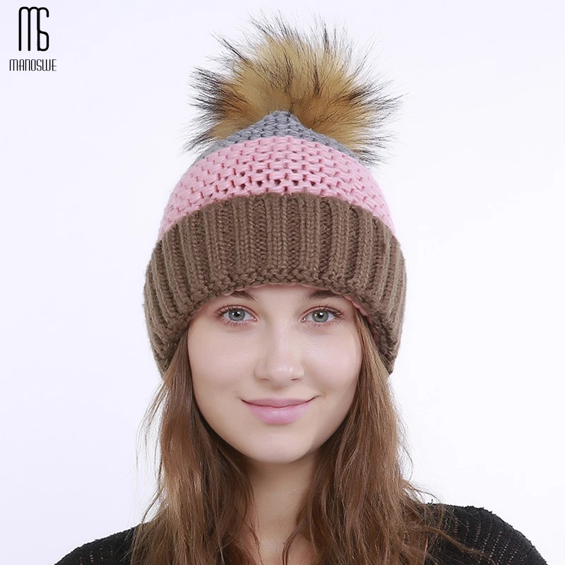 Women autumn winter hat knitting ponytail Fashion Heap caps warm