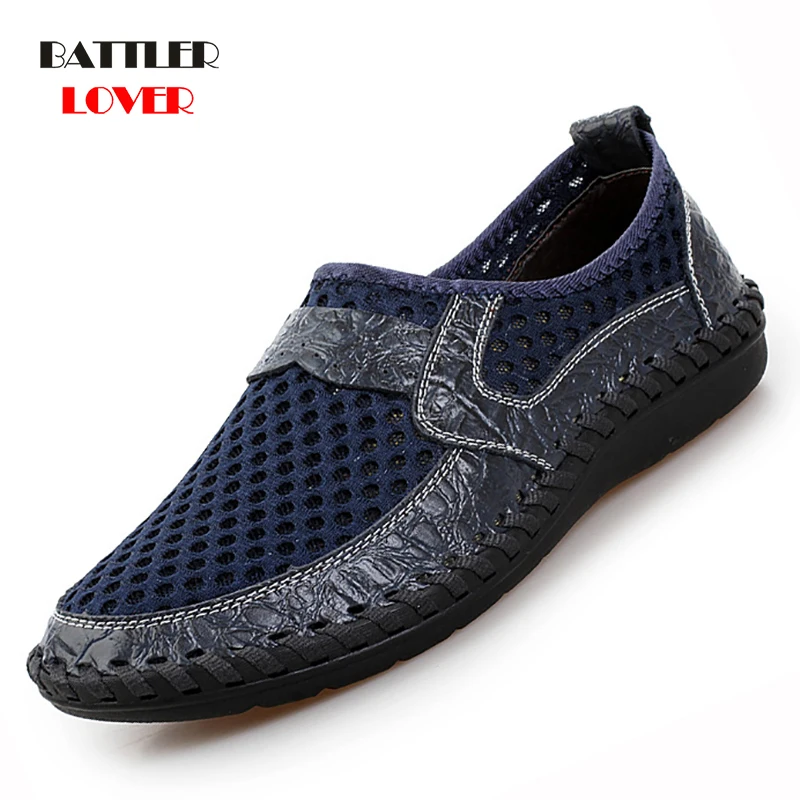 2019 Summer Breathable Mesh Mens Casual Shoes Slip On Brand Fashion Shoes Man Soft Comfortable Zapatillas Hombre Plus Size 38-50
