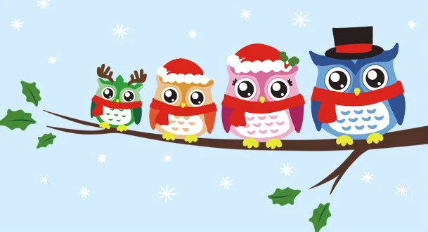 cartoon christmas owl cosplay wall sticker baby child decals cute owls festival wall stickers for kids room home decor in wall stickers from home garden - Owl Christmas cartoon christmas owl cosplay wall sticker baby child decals cute owls festival wall stickers for kids room home decor in wall stickers from home garden - Owl Christmas