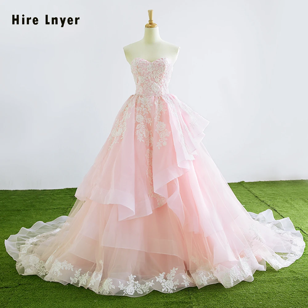 

Najowpjg 2019 New Arrive China Bridal Gowns Aliexpress Login Bruidsjurken Appliques Pink Satin A-line Wedding Dress Mariage
