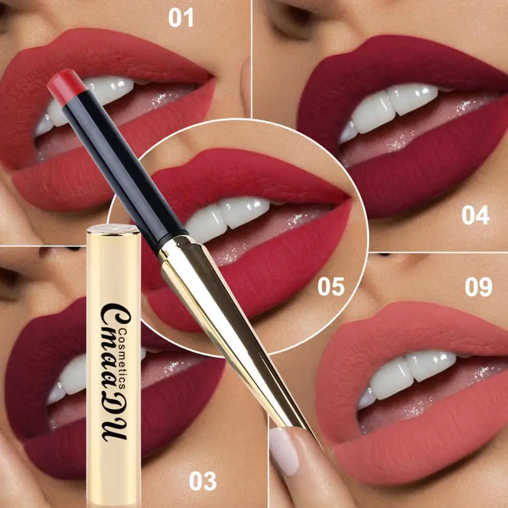

12 Colors Bullet Head Tube Gold Matte Lipstick Waterproof Long Lasting Velvet Matte Lipstick Pencil Nude Make Up Lip Stick Pen