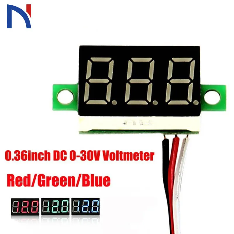 

Dc 2.5-30v 0.36 Inch Mini Lcd Display Voltmeter Ammeter Amperimet Digital Tester Detector Red/Blue/Green LED Display