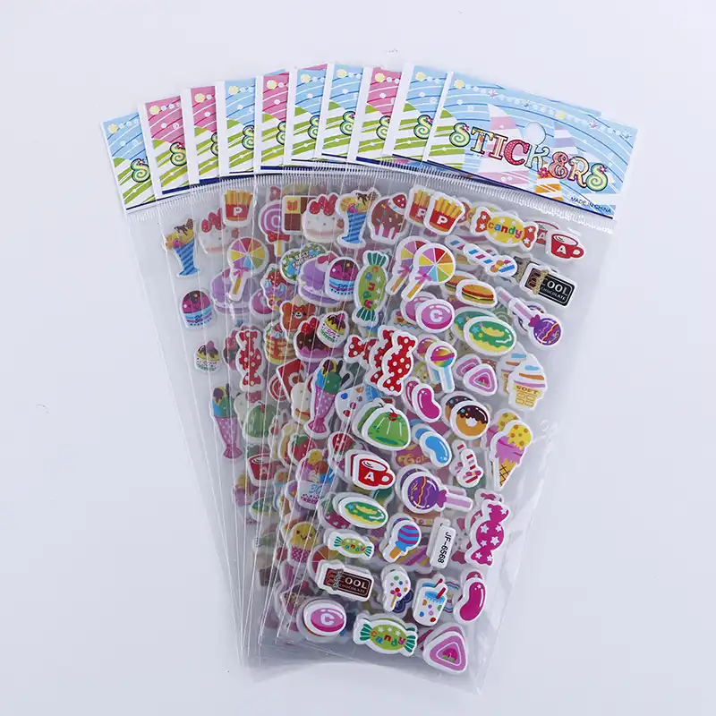 8 pçs/lote Folhas Adesivos Bonito Dos Desenhos Animados Doces Crianças Alimentos Etiqueta para As Crianças Brinquedos de Espuma Etiqueta Engraçada Gommettes Pour Enfants Stiker