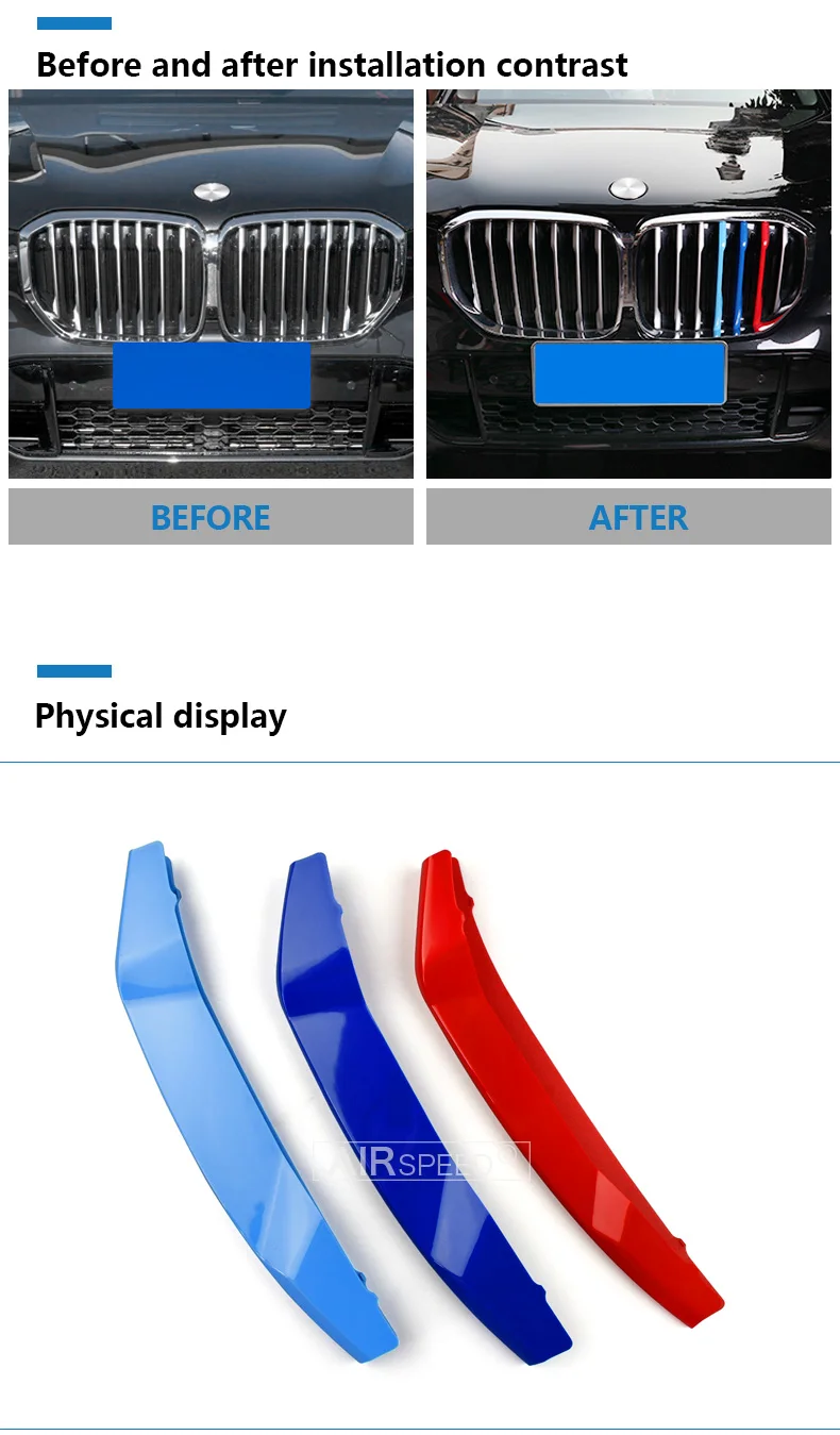 Airspeed 3D M Styling for BMW X5 G05 Accessories 2019 ABS Car Front Grille Cover Trim Grill Motorsport Strip Decoration Stickers (4)