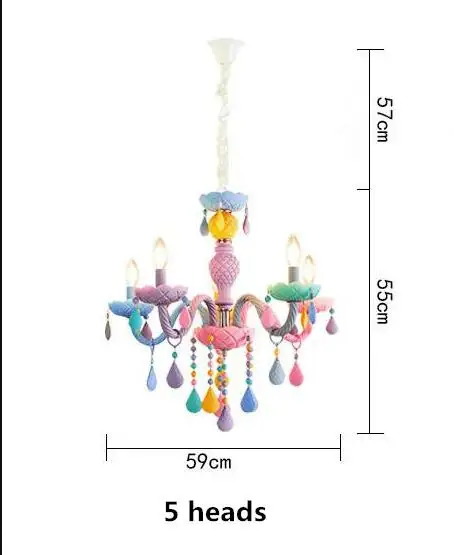 Макарон сладкий цвет свеча подвесной светильник ресторан лампа спальня лампа детская комната девочка принцесса украшение дома лампы E14 - Цвет корпуса: 5 heads