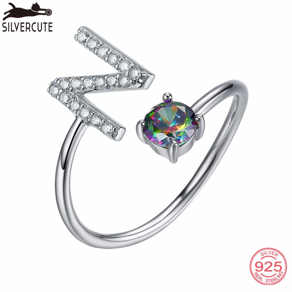 Silvercute 100% реального стерлингового серебра 925 Начальная буква N имя кольца