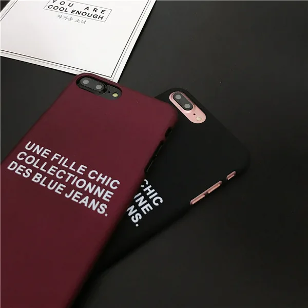 Contracted French Half pack Phone Case for IPhone 6 Xs XS MAX XR 6s7 8 plus Cover black\wine red pc hard Frosted Fundas &ampopp bag |