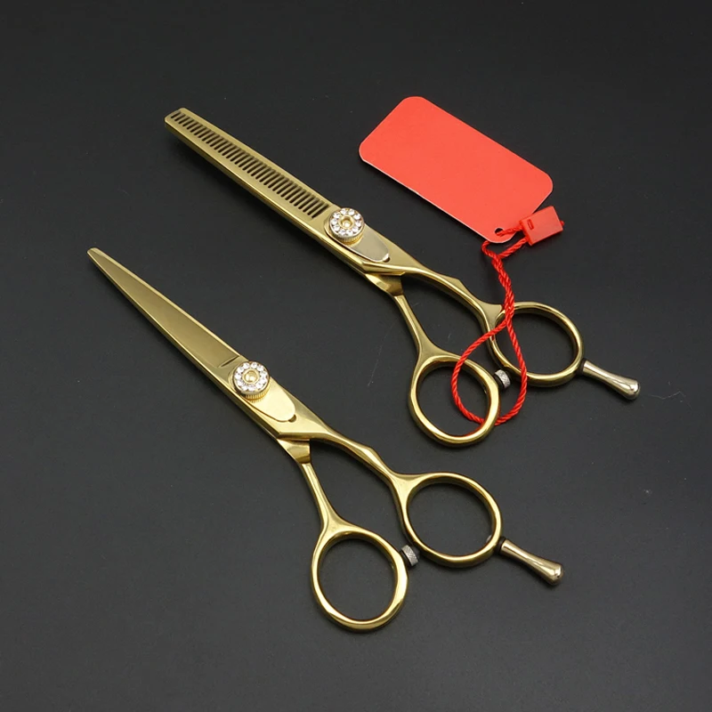5.5 дюймов Профессиональный Ножницы для волос комплект, Ножницы и истончение ножницы, золотой парикмахера ножницами, JP440C, s292