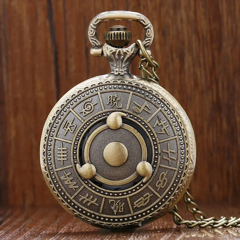 

Men Watch Quartz Hollow Necklace Antique Style Anime Naruto Men Watch Sharingan Chain Half Hunter Clock Male reloj de bolsillo