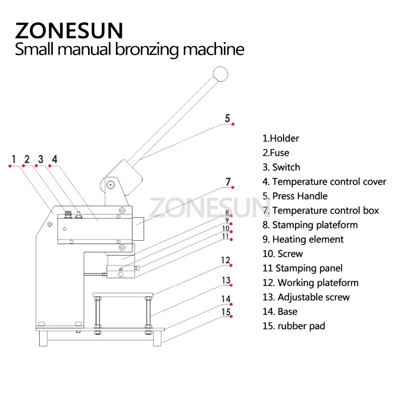 ZONESUN ручное устройство для тиснения штамп пвх бумаги дерева кожи бумажника