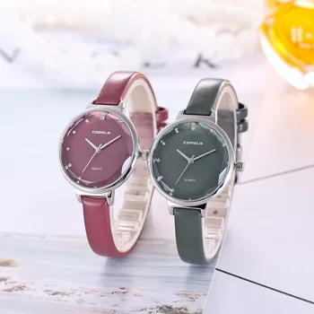 

2019 New Fashion Women's Watch Quartz White Leather Strap Lovers Couple Creative Scale Movement Watch Wrist Clock Moment Gifts