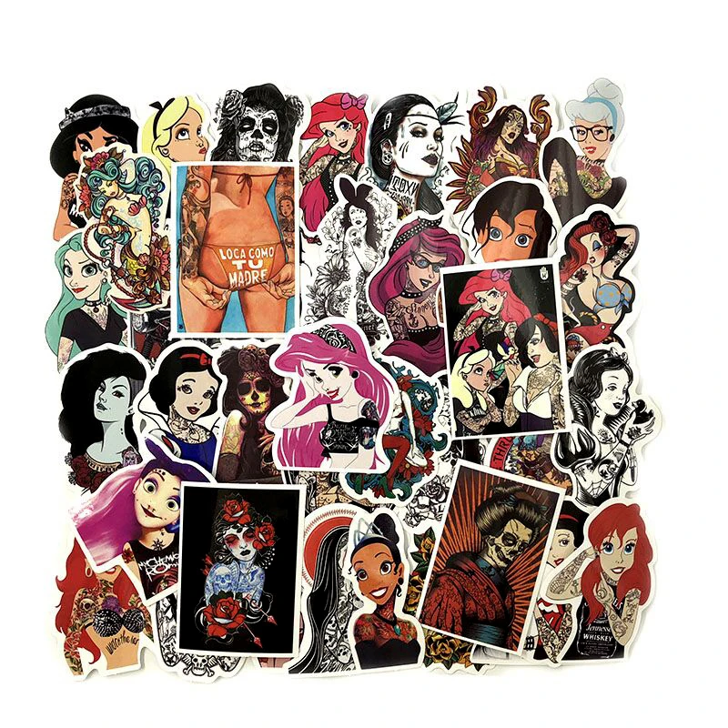 50PCS-Set-Tattoo-Girl-Sticker-Pvc-Waterproof-fashionable-Styling-Sexy-beauty-Girl-For-Laptop-Luggage-Guitar (1)