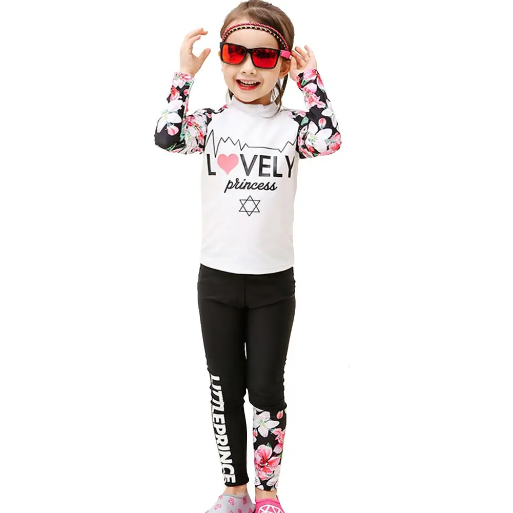 

2pcs/set Kid Girls Clothes Set For Swimming Long-sleeved T-Shirt Suit Muslim Style Children Swimsuit For Girl Clothing Swimwear