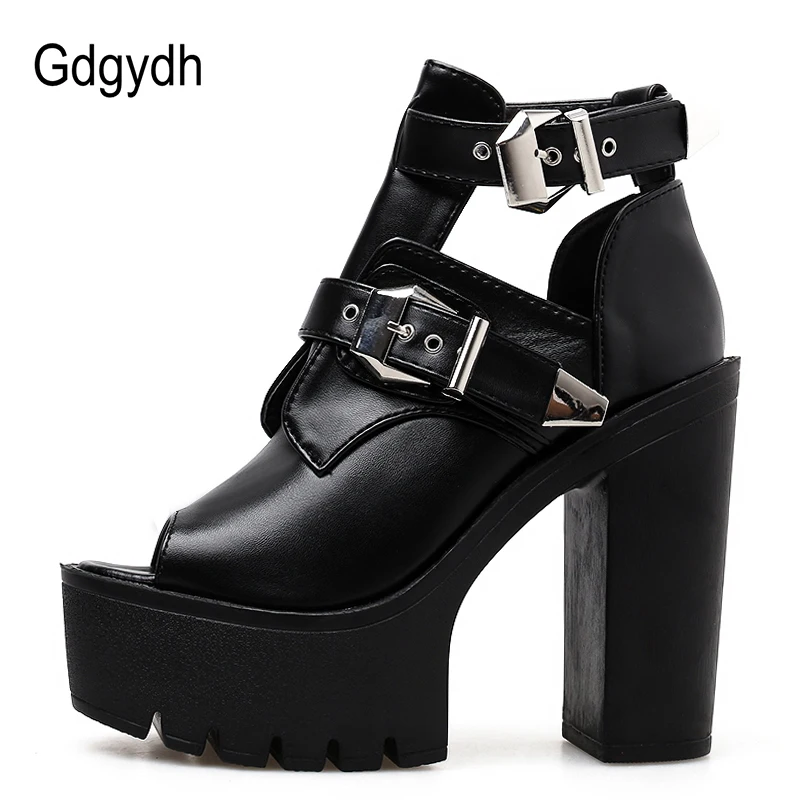 Buckle New Shoes Sexy Donna Heels Summer Shoes Ladies Black Fashion Toe Leather Gdgydh Platform 2019 Spring Peep Black nwY6vq4xx