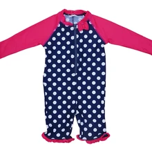 Bonverano(ТМ) Детские Слитные Солнцезащитные Пляжные Купальники с Рисунком Белой Точки Для Малышей и Детей из Высококачественного Быстросохнущего Материала с Эффективного Фактором УФ-Защиты 50