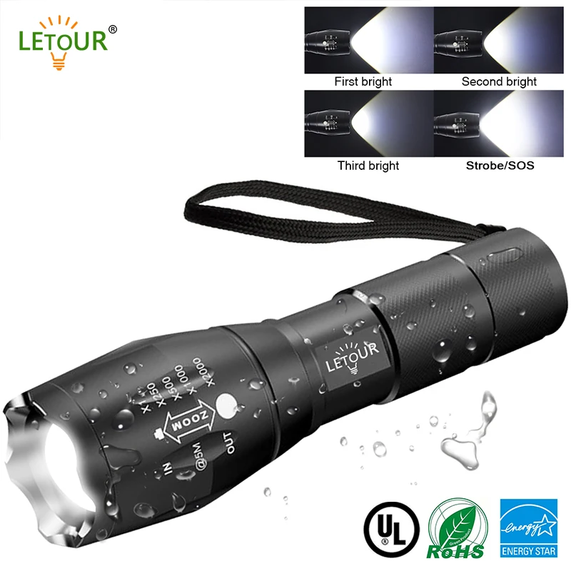 LED Flashlight A100 Military Grade 5 Mode T6 3000 Lumens Tactical Led