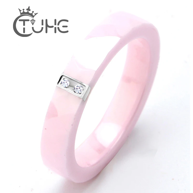

Simple Style Real Pink Ceramic Ring Real Ceramic Wedding Rings For Engagement Gift Smooth Hand Polishing Good Quality