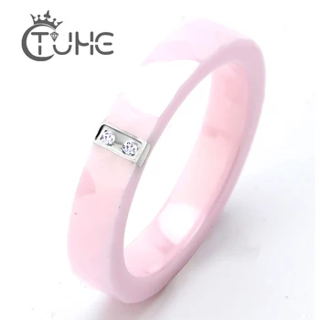 

Simple Style Real Pink Ceramic Ring Real Ceramic Wedding Rings For Engagement Gift Smooth Hand Polishing Good Quality