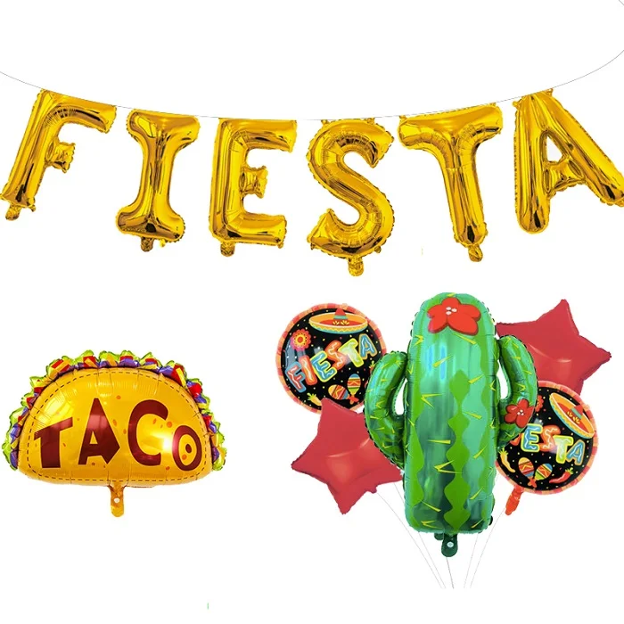 Мексиканская фиеста тематическая вечеринка на день рождения украшения для детей из фольги кактус Taco Bout a вечерние Детские Taco Bout Love воздушный шар Globos Ball - Цвет: Luxury set