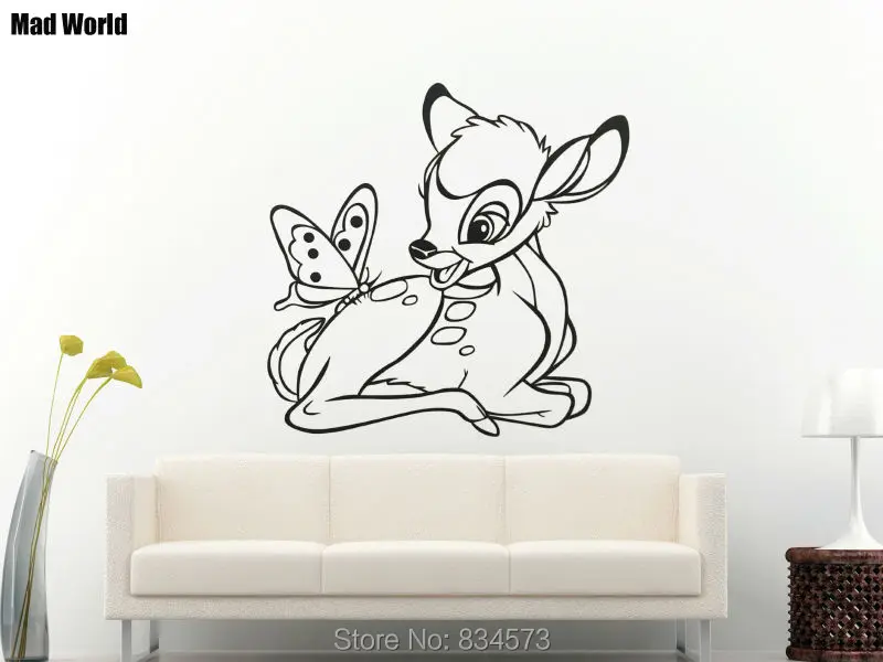 Mad World Bambi Silhouette Kids Nursery Wall Art Sticker Decal Home DIY ...
