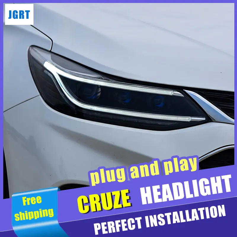 Автомобильный Стайлинг для Chevrolet Cruze фар в сборе 2018 светодиодный объектив двойной