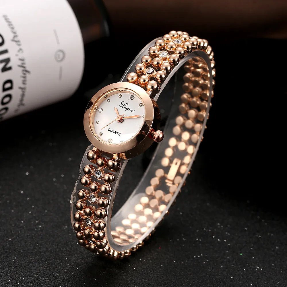 Модные Повседневные кварцевые наручные часы, роскошные стразы, золотые нарядные часы для женщин, LVpai, Лидирующий бренд, женские часы-браслет, relogio Cloc