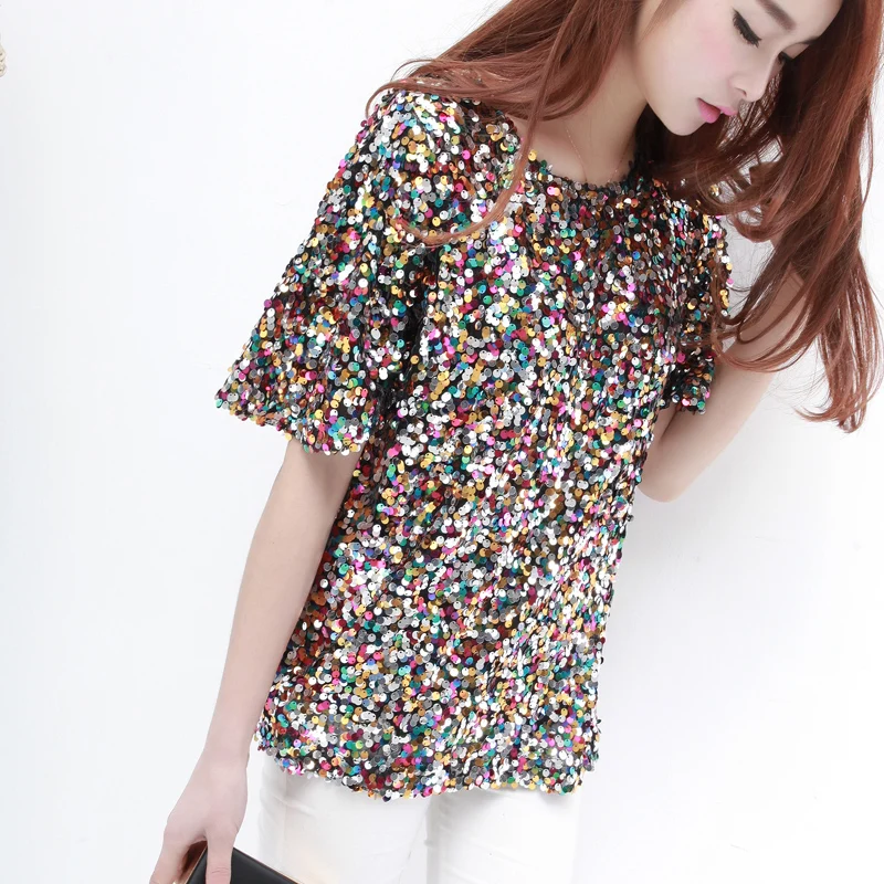 colorful sequin top