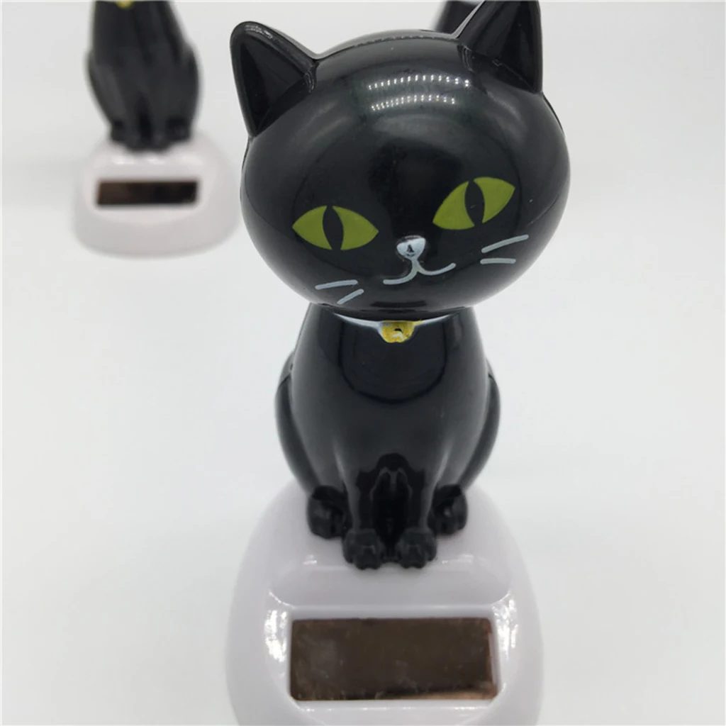 Прекрасный автомобильный орнамент на солнечной энергии встряхивание головы и хвоста черная игрушечная кошка игрущка "болванчик" Домашний декор для стола развивающие