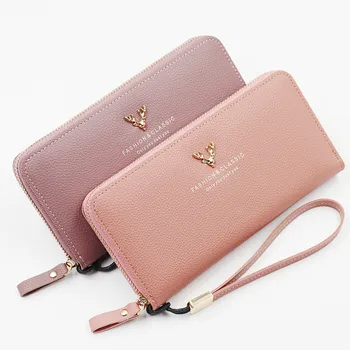 

Women Wallet Purses PU Leather Long Scrub Bag Antlers Female Leather Money Bag Design Phone Card Holder Bag Ladies Clutch