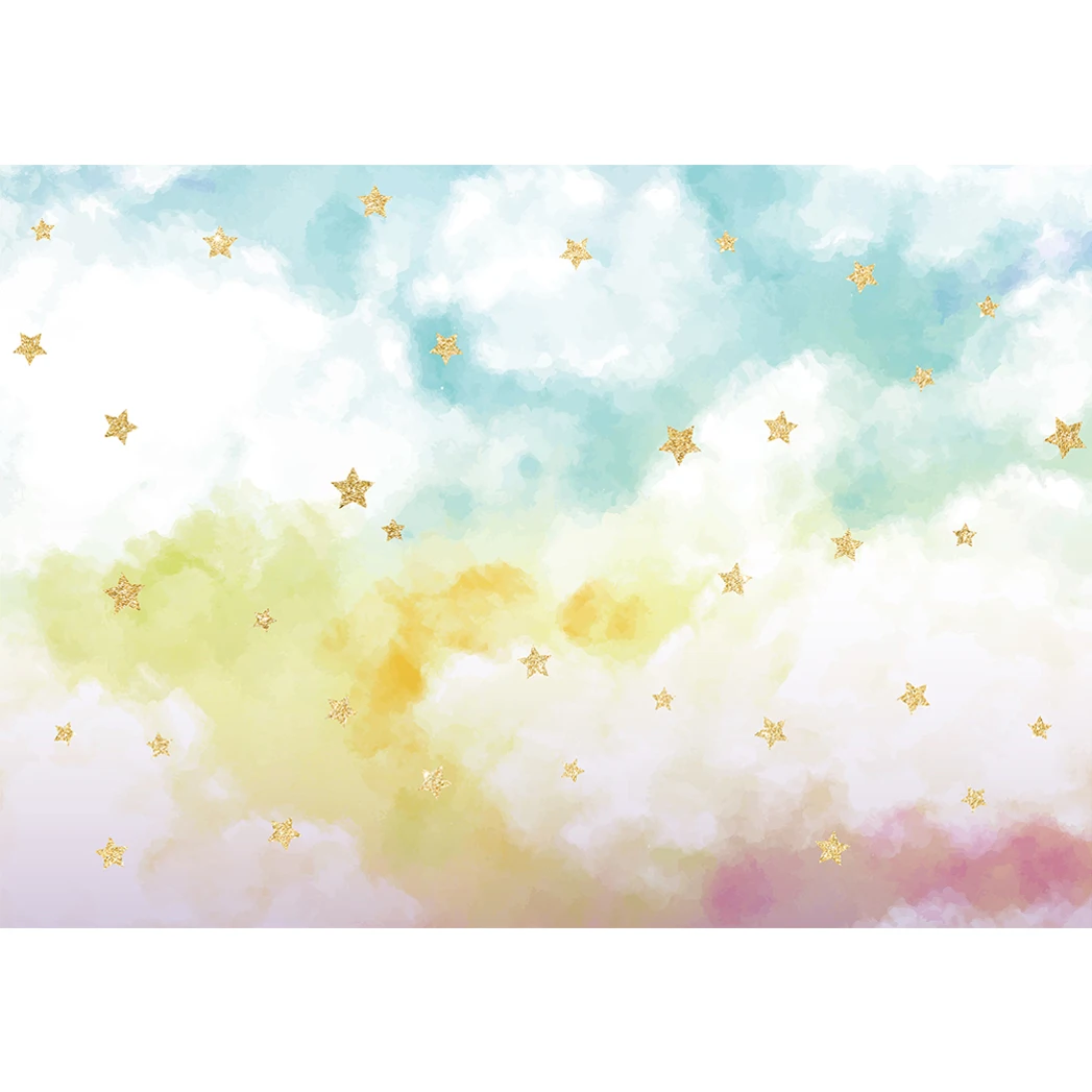 Allenjoy фон для фотосъемки акварель красочное облако небо золотые блестящие звезды фото студия фон детский душ