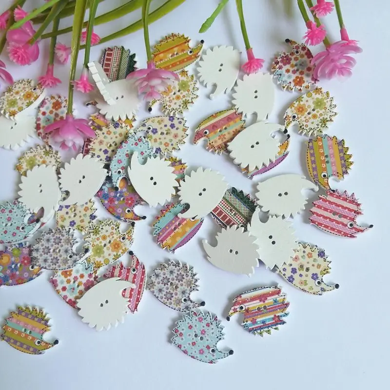 Sewing Buttons 35mm 20 pcs Patterned Horse Shaped Wood Scrapbooking