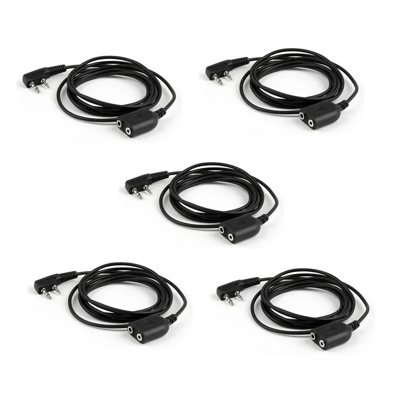 Lot 5pcs K Type Speaker Mic Microphone Headset Earpiece Extension Cable