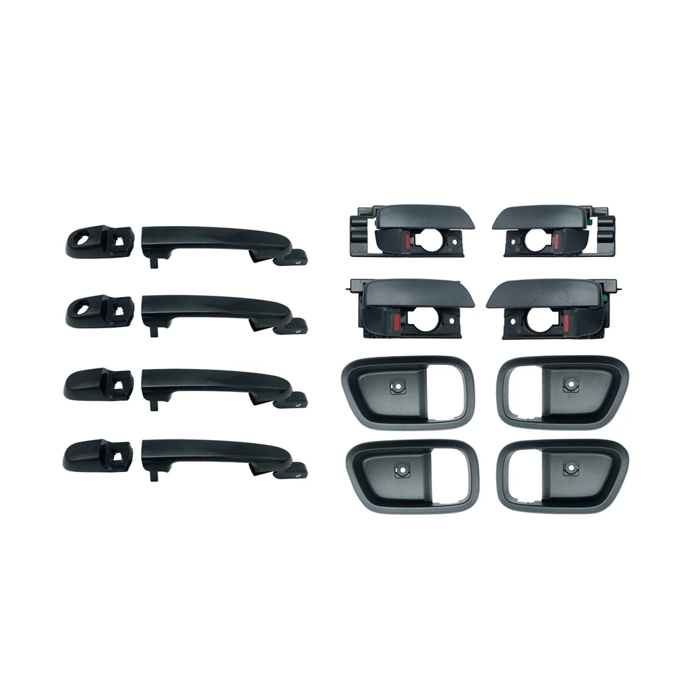 8PCS BLACK EXTERIOR BLACK INTERIOR DOOR HANDLE FOR HYUNDAI