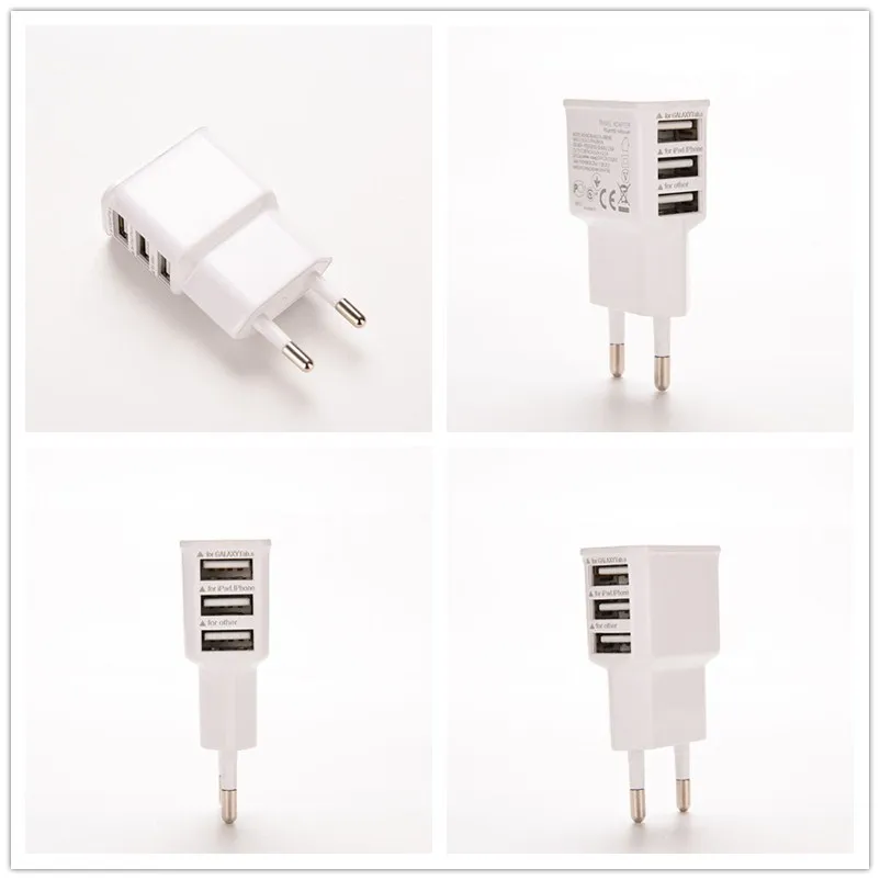 1 шт. адаптер питания с 3 портами USB для iPhone 6 5 2 А Samsung Galaxy S5 S6 S7 В европейская зарядка