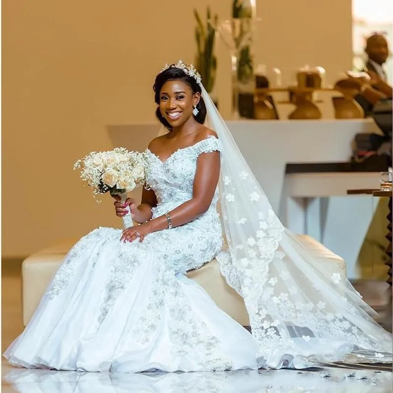 African Wedding Gowns With Beaded Mermaid Romantic Wedding