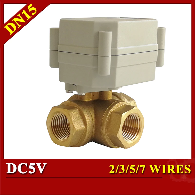 

Tsai Fan horizontal type 3 way DN15 electric valve DC5V 2/3/5/7 wires NPT/BSP 1/2'' electric motorized valve for water automatic