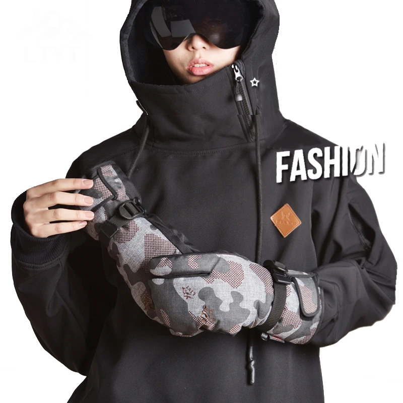 Touchscreen Waterproof Ski Snowboard Gloves Windproof Snowmobile Gloves Snow Sport Mittens Fleece Thermal Cycling Skiing Gloves 2