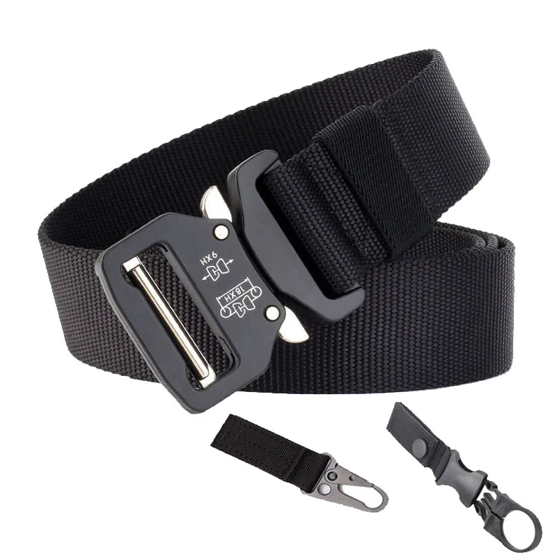 

125 135CM Nylon Belt Men Army Tactical Military Style tactical Nylon Belt Metal Buckle Trendy Canvas Belt Automatic Waist Strap