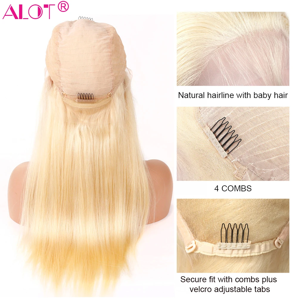 613 Blonde Lace Front Wig Brazilian Straight 13x4 Lace Front Human Hair Wigs Pre Plucked Baby Hair