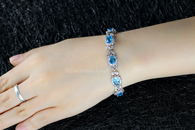 Prix pour Luxe Argent 925 Bijoux Haute Qualité Cubique Zircone Ouvrir La Lumière Bleu Grande Fleur Cristal Charme Bracelet Pour Filles BR81 Prix pour Luxe Argent 925 Bijoux Haute Qualité Cubique Zircone Ouvrir La Lumière Bleu Grande Fleur Cristal Charme Bracelet Pour Filles BR81