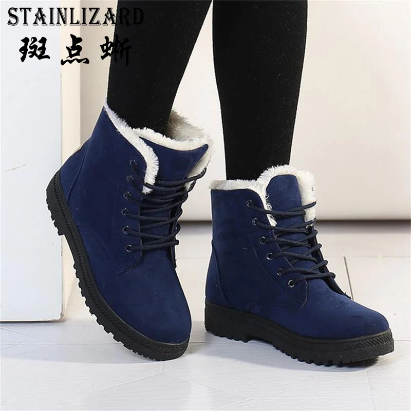 

Fur Ankle Women Boots Winter Non-Slip Suede plush flat Snow Boots Female Causal Warm Footwear Fashion winter Shoes women BDT1030