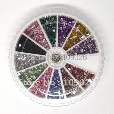 

12 Colors Nail Art Decoration Glitter Tips Rhinestones Gems Flat Gemstones